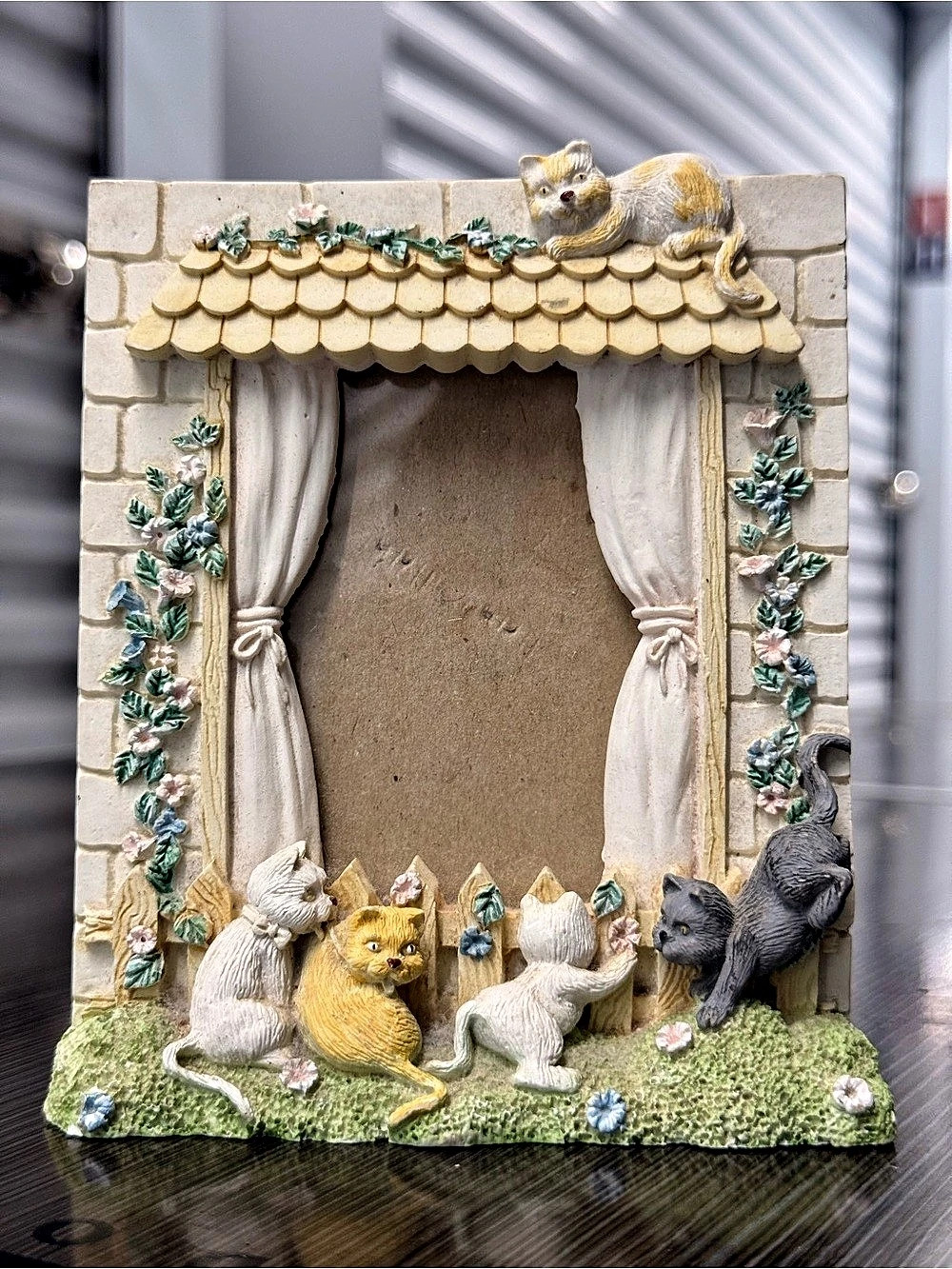 Cat Theater Decorative Picture Frame Cream & Green